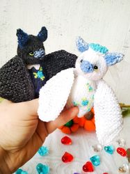 Crochet toys small bat. Animals toy bat. Stuffed plush crochet toy bat. Set of Knitted bats for Halloween. Toy bat gift