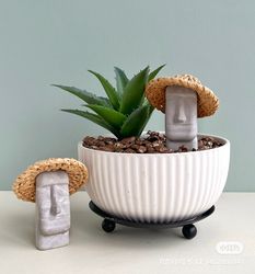 2pc Moai Green Garden Succulent pot, Gardening Ornaments, Creative gift