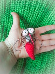 Crochet brooch mosquito. Crocheted brooch animal mosquito. Accessory brooch crochet insect mosquito. Crochet insect pin.