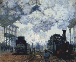 PDF Counted Vintage Cross Stitch Pattern | Gare Saint-Lazare, outside view | Claude Monet 1876 | 6 Sizes