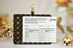 Vaccination cardholder with lanyard or vaccine holder with key ring personalized  protector case for immunization card