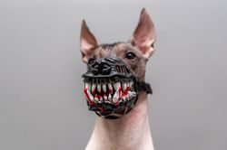 Werewolf Dog muzzle Custom painted Scary Doberman muzzles Dog training accessory Halloween Costume Dog safety muzzle