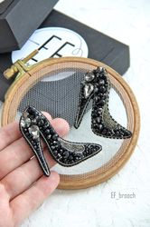 Brooch shoe Jewelry women Embroidered brooch Handmade shoe heel pin