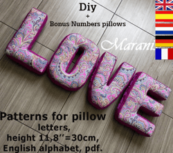 Letter pillows pattern,pdf, Alphabet nursery decor, English alphabet with a height of 11.8" patterns, pillow letter