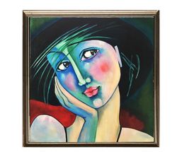 Woman Oil Painting Girl Portrait Artwork Abstract Art