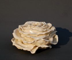 Flower figurine ,Small vase, Porcelain art, White rose, Handmade Vase, Decorative Centerpiece, Flower shaped vase,