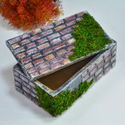 Storage box with natural moss