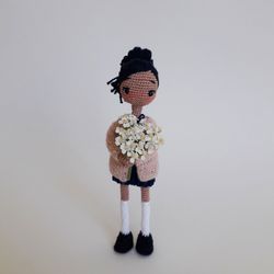miniature crochet doll. schoolgirl doll. amigurumi doll for gift. mini doll for decor