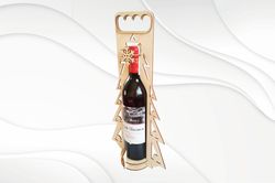 Wine box Christmas, digital model for laser cut. Cutting design, glowforge svg project.