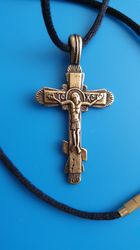 Orthodox blessed brass cross crucifix copy of an ancient cross free shipping