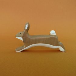 Wooden hare figurine - Wooden animals - Woodland animals - Wooden bunny toy- Gift for kids