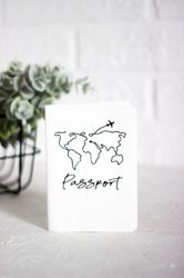 Travel Gift, white passport holder, passport cover, passport wallet