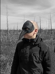 Crow skull face mask for halloween costume. Cosplay mask men. Black raven mask.