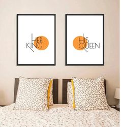 Bedroom Prints Set His Queen Her King Couples Bedroom Art Bedroom Quote Print Above Bed Wall Art Bedroom Decor Poster