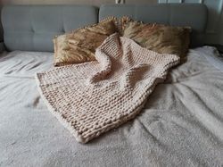 Weighted Plush Aesthetic Blanket Chenille Bedspread Giant Knit Throw