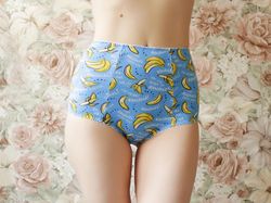 High waist cotton hipster panties with bananas print
