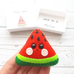 watermelon plush, one in a melon, pocket hug, 21st birthday gift for her, valentines day gift, best friend gift
