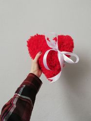 Heart Shaped Pillow Aesthetic cushiom Anniversary gift Fuzzy Red Heart
