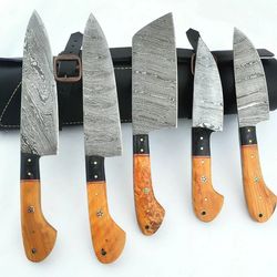 Handmade Forged Damascus Steel Chef Knives Set Kitchen Knives