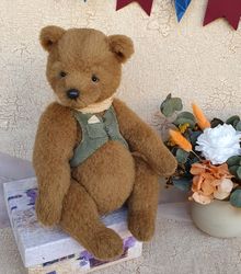 Attractive interior toy teddy bear Edward. Handmade artist collectible toy OOAK great gift