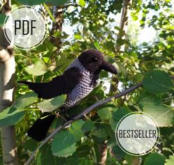 Crochet crow pdf, Crochet bird, Bird crochet pattern, Crow pattern, Crow gift, Crochet raven, Raven pattern,