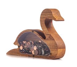 Wood piggy bank SWAN Montessori wooden toy for boys girls kids Adult coin bank Daughter gift from mom Unique money box