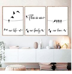 This Is Us Our Life Our Family Our Home Printable Print Set of 3 Living Room Wall Art Home Decor Minimalist Sign Scandin
