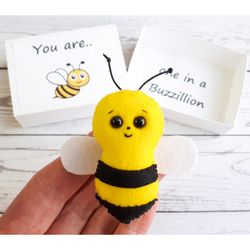 mini bee plush, pocket hug in a box, 21st birthday gift for her, long distance relationship gift for girlfriend