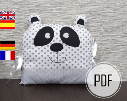 Pillow Panda Pattern, Bear Pillow Diy Sew, Bear Pillow Diy, Animal Pillow Diy Kids, We Bare Bears Pillow