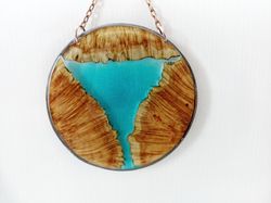 Birth of the River burl wood wall hanging Wood and resin wall decor