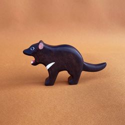 wooden tasmanian devil toy - australian animals - tasmanian devil figurine - gift for toddler