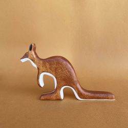 Wooden Kangaroo toy Wood Kangaroo figurine Australian animals Gift for kids Wooden Wallaroo toy