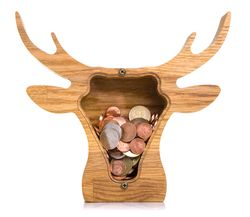 DEER head wood piggy bank Elk moose home decor Christmas gift for boy girl kids Adult money box Unique baby gift Tip jar