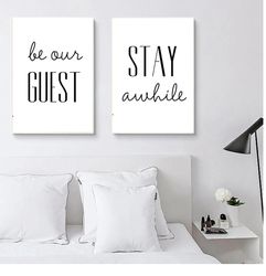 Be Our Guest Stay Awhile Print Guest Room Decor Typography Print Black & White Be Our Guest Sign Printable Wall Art