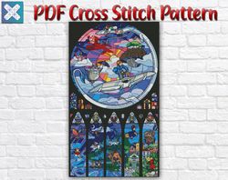 Anime Cross Stitch Pattern / Totoro Cross Stitch Pattern / Stained Glass Cross Stitch Pattern / Modern Instant PDF Chart