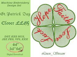 Clover LLHF Machine embroidery design in 7 formats and 3 sizes