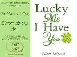 Clover Lucky You Machine embroidery design in 7 formats and 2 sizes