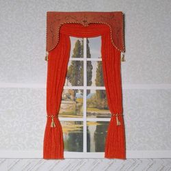 Dollhouse curtains in 1:12 scale
