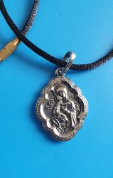 Religious silver plated pendant necklace Mother of God