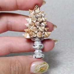 Miniature Seashell Tree 1:12, Topiary SeaShells Holiday Tabletop