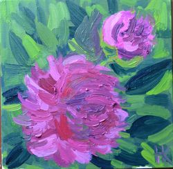 pink peonies painting, oil painting, flowers painting, oil art, peonies art
