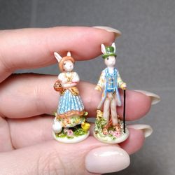Dollhouse miniature figurines of rabbits 1:12, magnificent decor