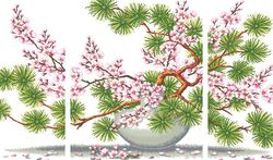 Scheme Cross Stitch Pattern | Sakura and Pine Triptych | #119