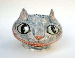 Cheshire Cat Ceramic pot Alice in Wonderland Decorative vase Animal pot, Cat sculpture, Ceramic cat bowl,candy bowl