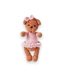Crochet teddy bear in a dress pattern, Amigurumi pattern, Crochet animals, Crochet patterns