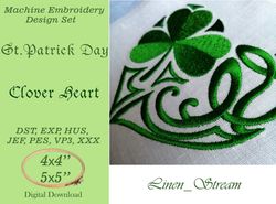 Clover heart Machine embroidery design in 7 formats and 2 sizes