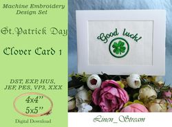Clover Card 1 Machine embroidery design in 7 formats and 2 sizes