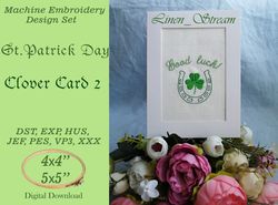 Clover Card 2 Machine embroidery design in 7 formats and 2 sizes