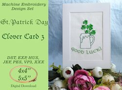 Clover Card 3 Machine embroidery design in 7 formats and 2 sizes