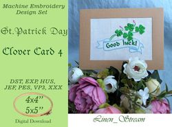 Clover Card 4 Machine embroidery design in 7 formats and 2 sizes